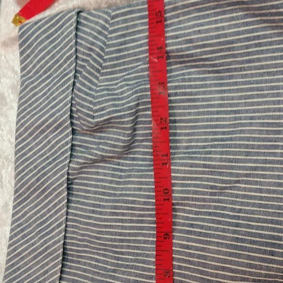 Free People One Shoulder Crop Top Waist Cotton Linen Stripe Blue White Small - Picture 11 of 13